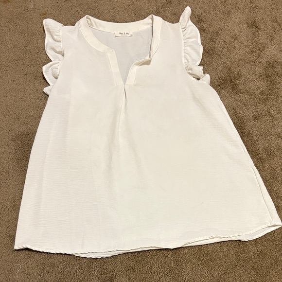 Cream Ruffle Sleeve Top - Picture 1 of 3